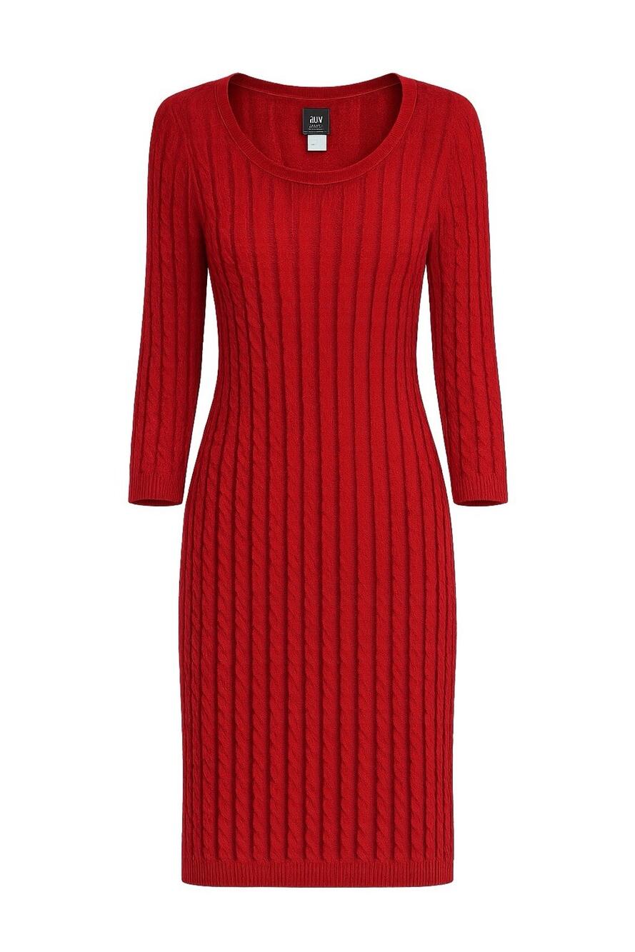 JH Red Cable Knit Long Sleeve Long Sweater Dress Plus Size 2X
